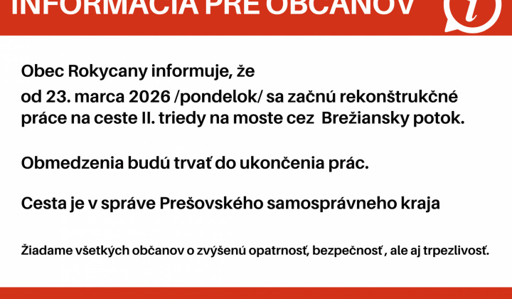 1. fotografia fotogalérie Aktuality / Rekonštrukcia mosta – informácie pre občanov - foto