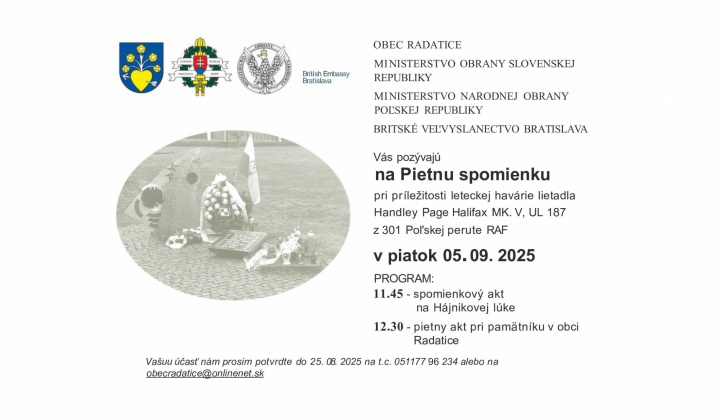 1. fotografia fotogalérie Aktuality / Pozvánka na Pietnu spomienku v obci Radatice - foto